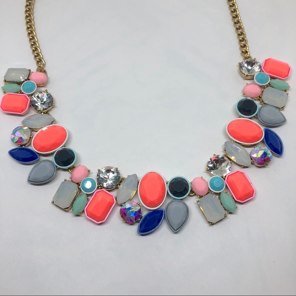 J.Crew Colorful Fiesta Statement Necklace in Blues NEW - Picture 6 of 12